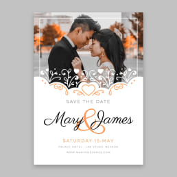 Invitación de boda con foto de los novios